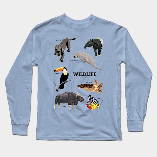 Save beautiful Wildlife Long Sleeve T-Shirt by KewaleeTee